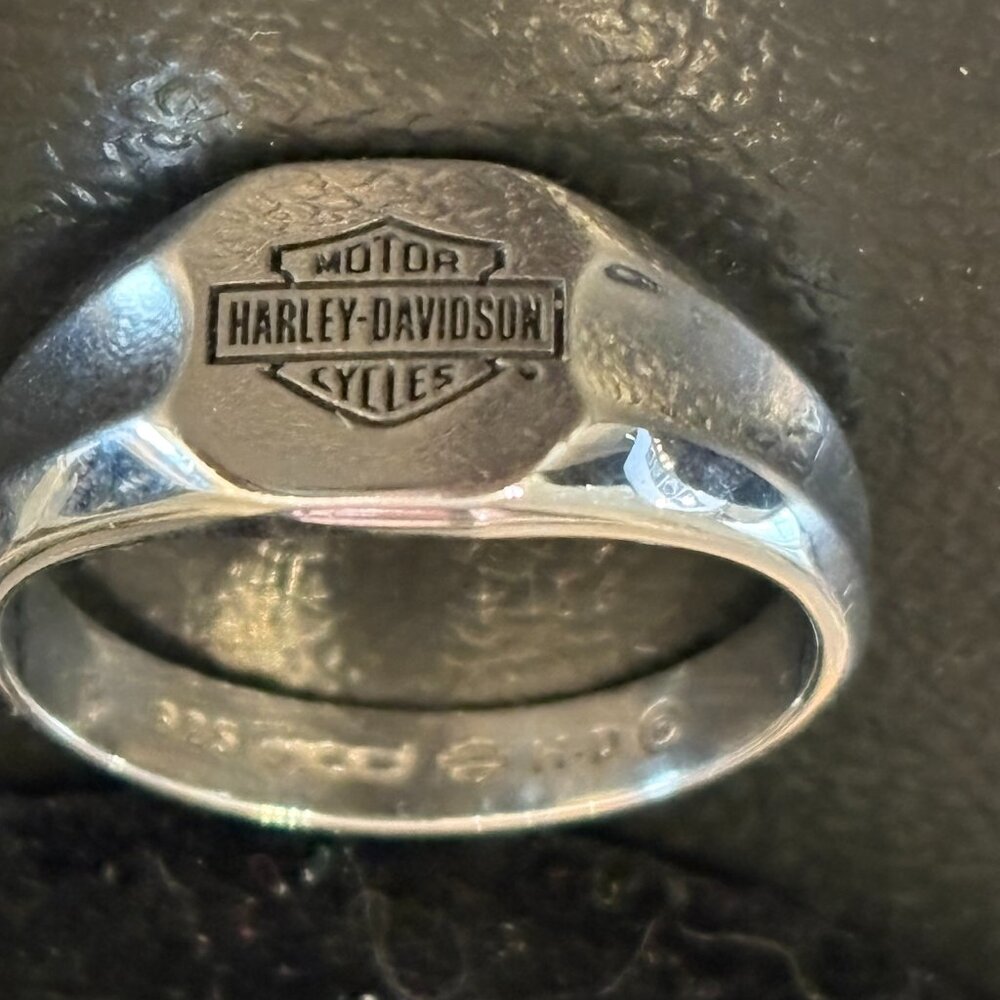 HARLEY DAVIDSON MEN STERLING SILVER BAR AND SHIELD SIGNET RING